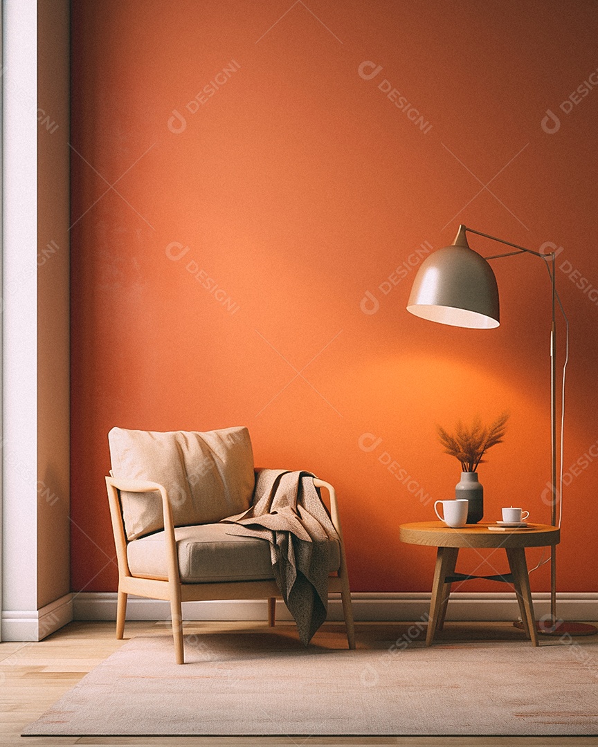 Maquete 3D do interior da sala de estar