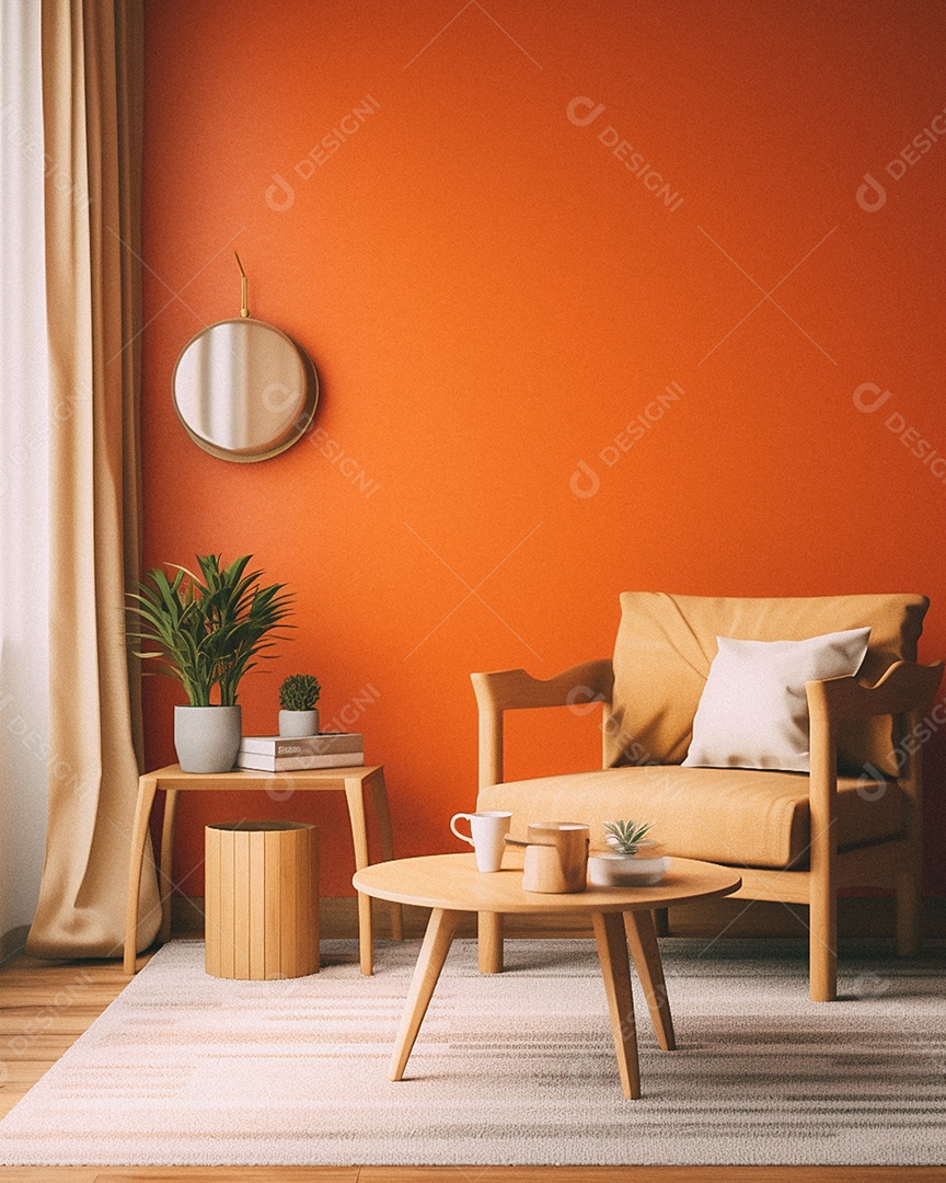 Maquete 3D do interior da sala de estar