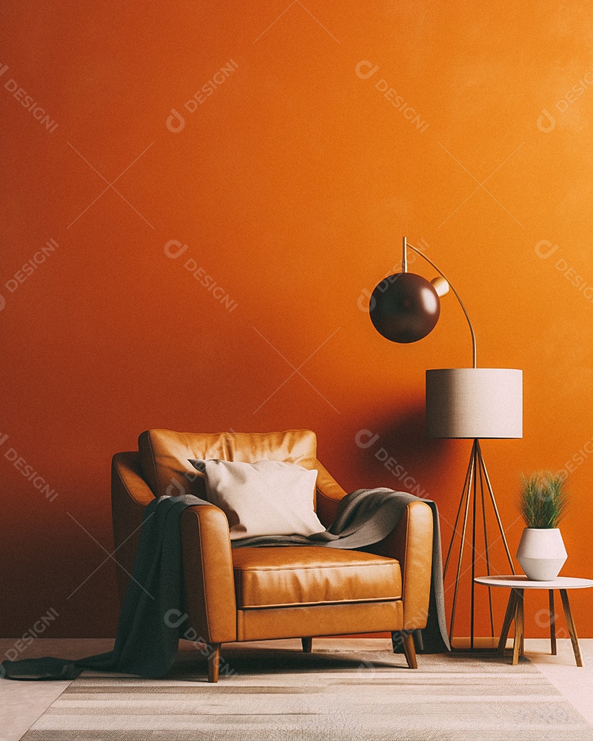 Maquete 3D do interior da sala de estar