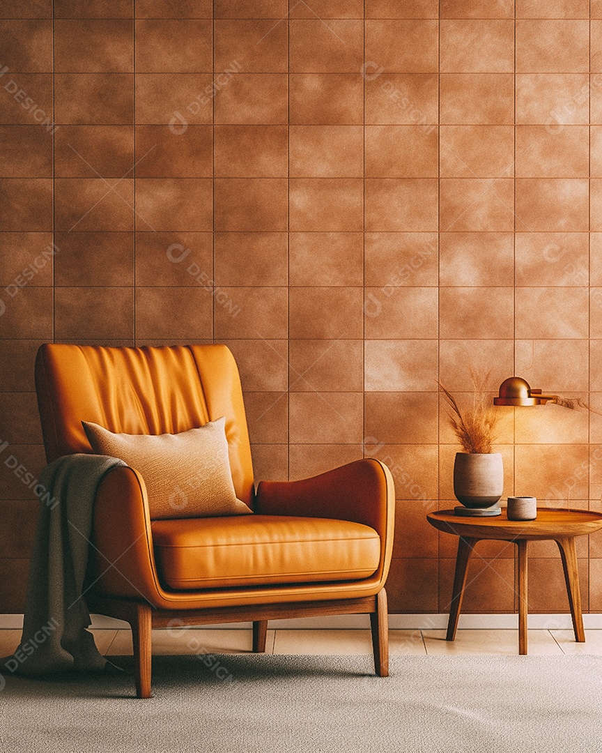 Maquete 3D do interior da sala de estar