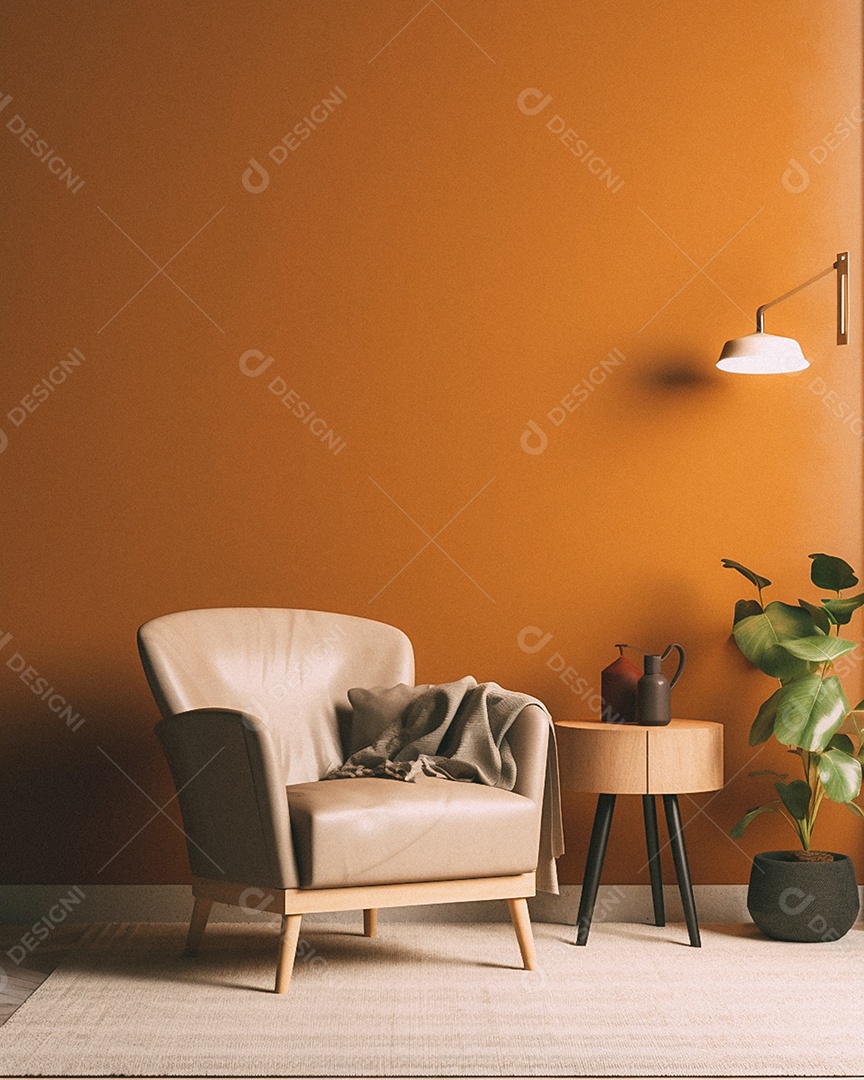 Maquete 3D do interior da sala de estar