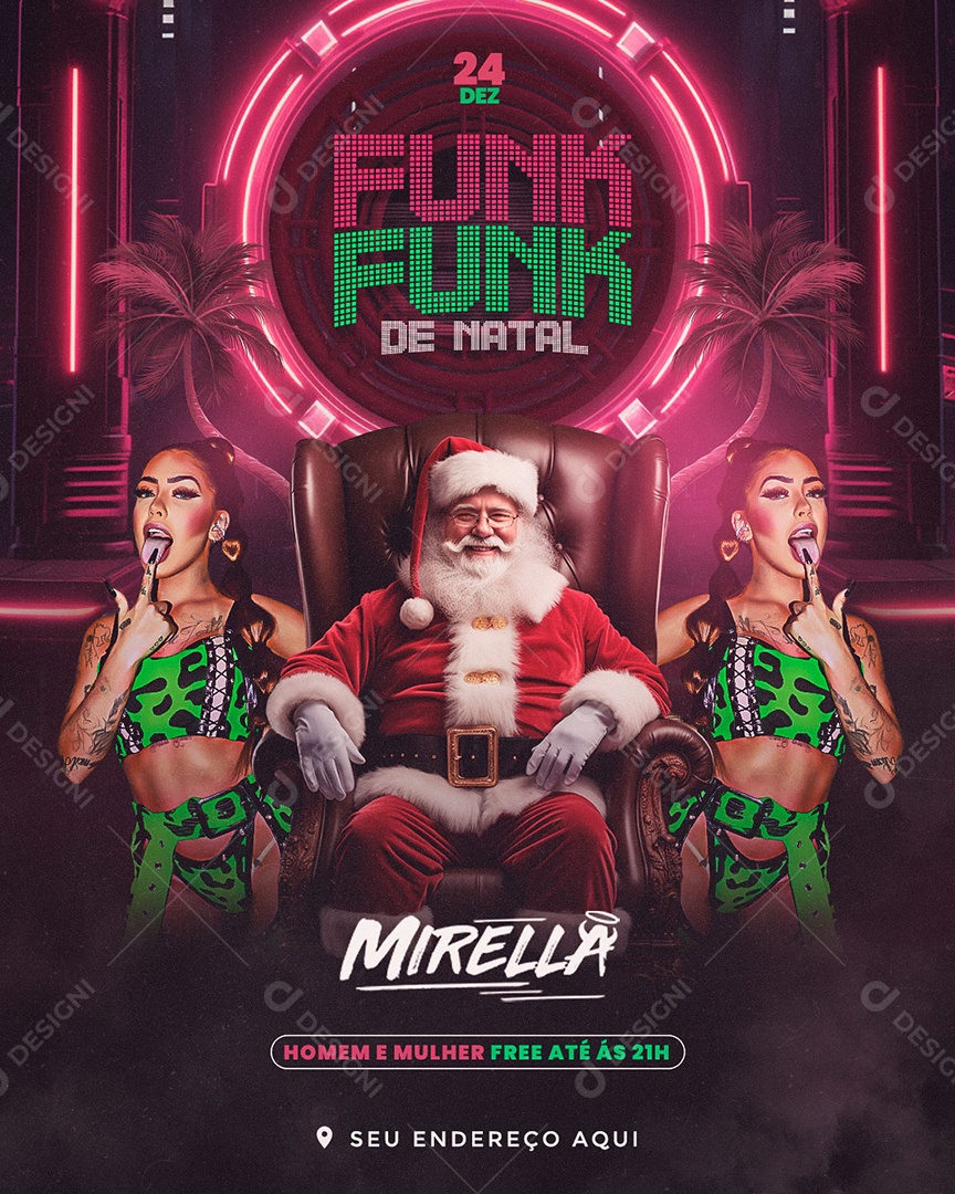 Flyer Feed Funk Funk De Natal Mirella Social Media PSD Editável