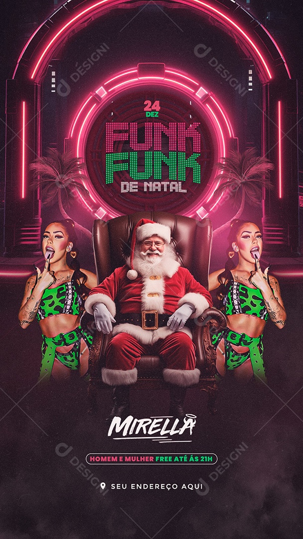 Social Media Flyer Story Funk Funk De Natal Mirella PSD Editável
