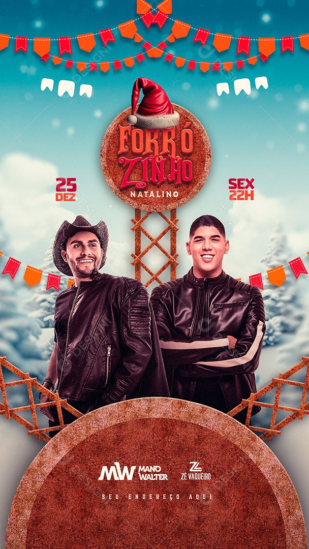 Social Media Flyer Story Forrózinho Natalino PSD Editável