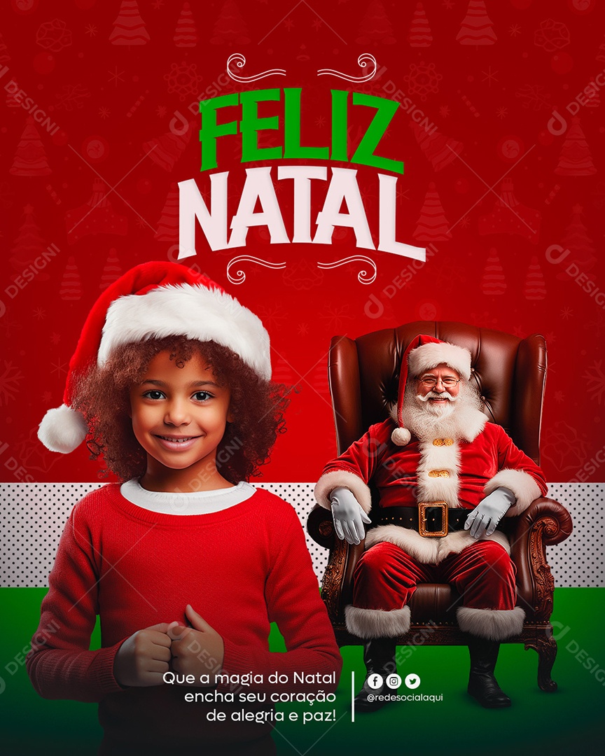 Feed Feliz Natal Alegria e Paz Social Media PSD Editável