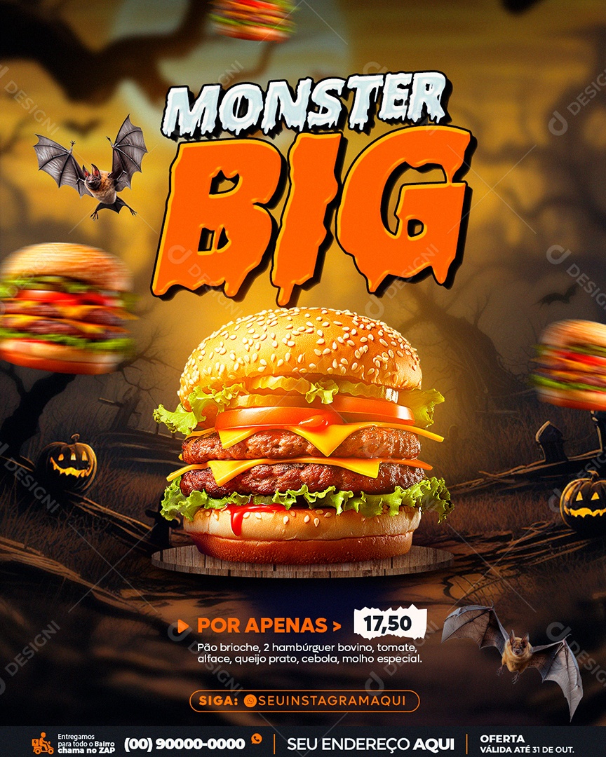 Monster Big Hamburgueria Social Media PSD Editável