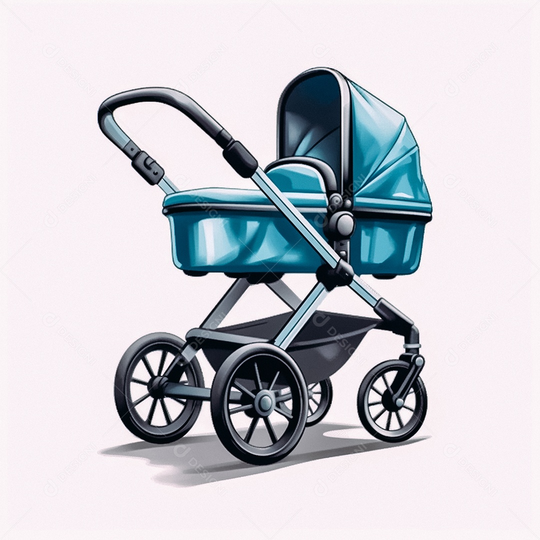 Carrinho azul de bebê