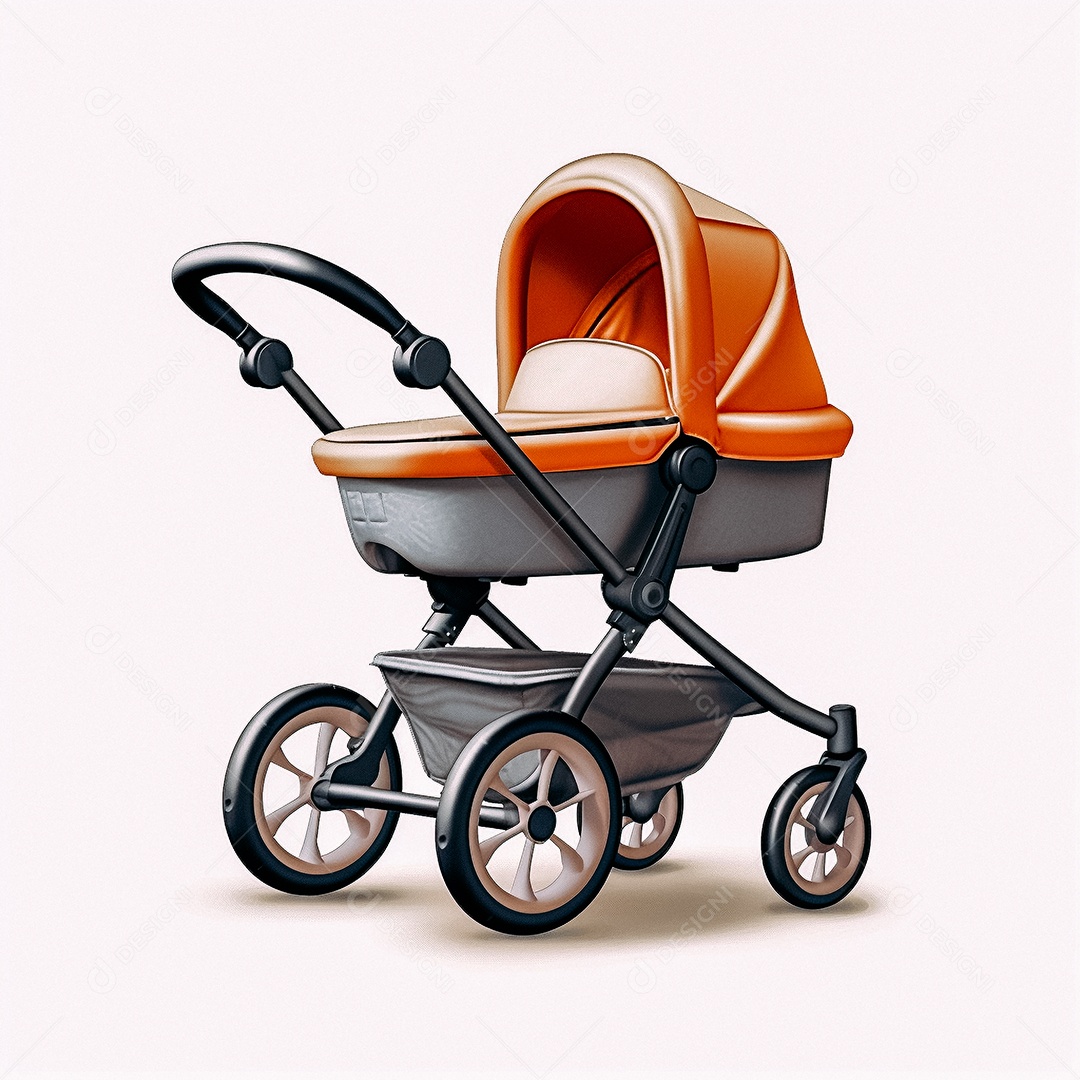 Carrinho laranja de bebê