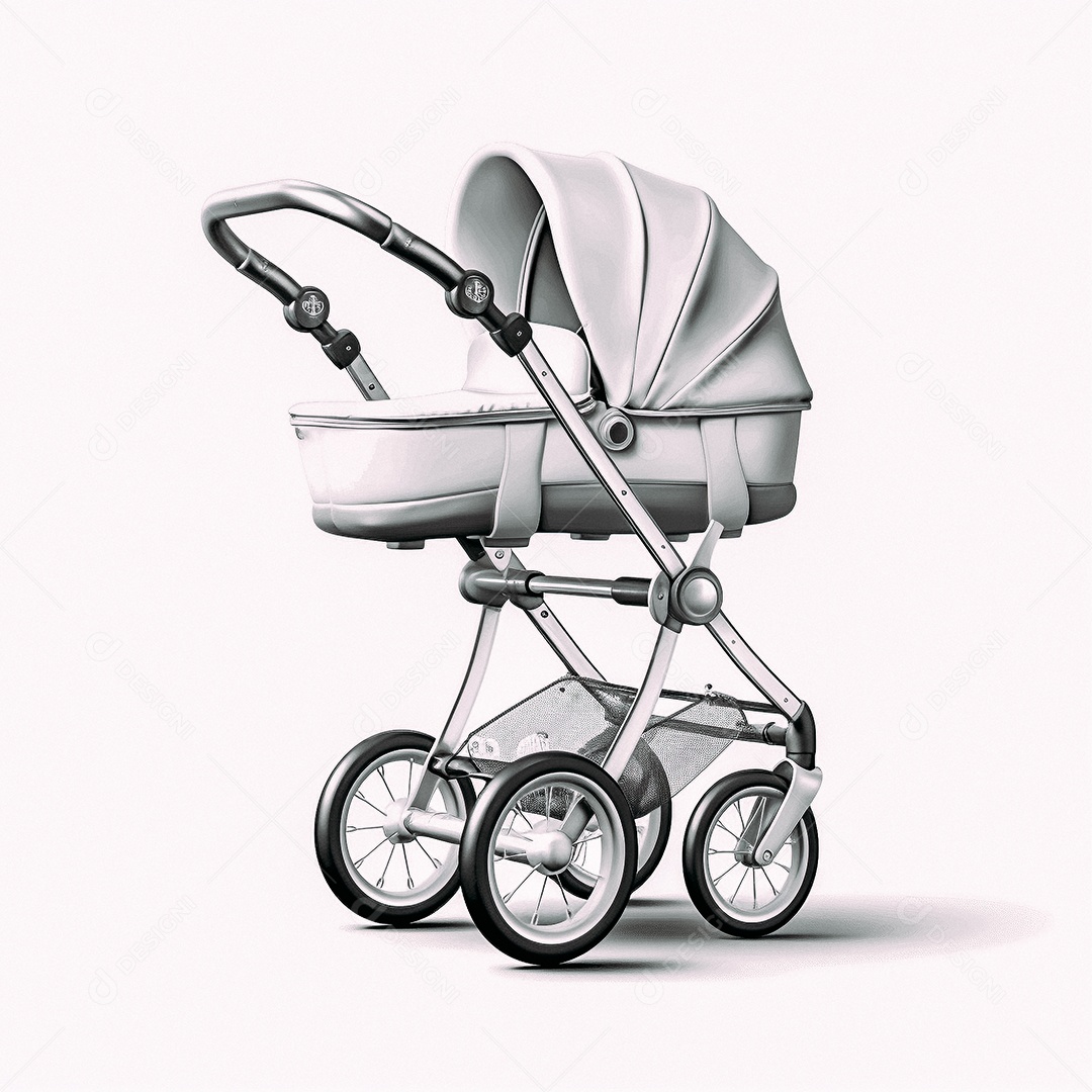 Carrinho branco de bebê