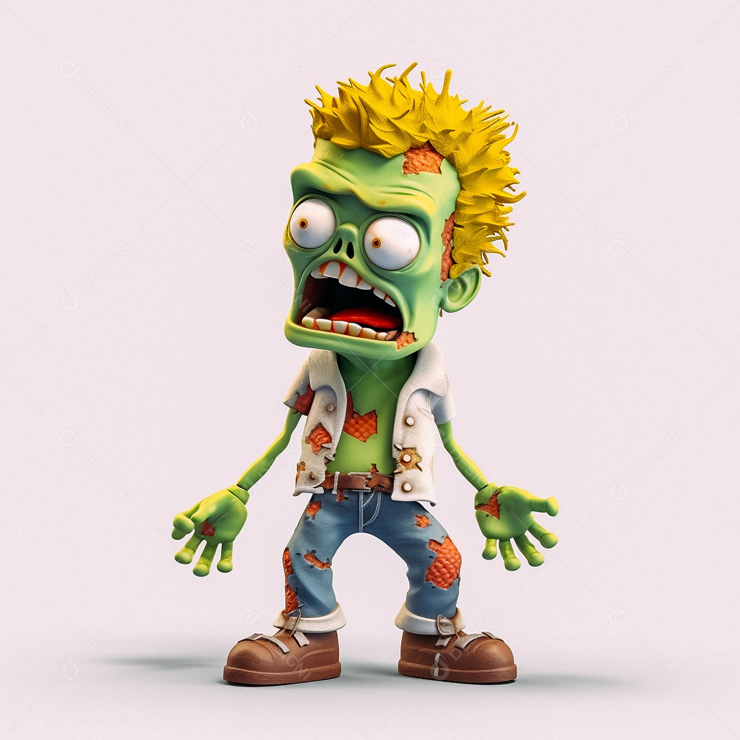 Zumbi loiro cartoon realista