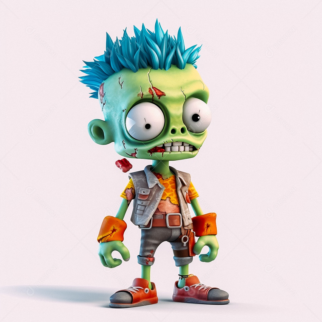 Zumbi 3d bonito dos desenhos animados