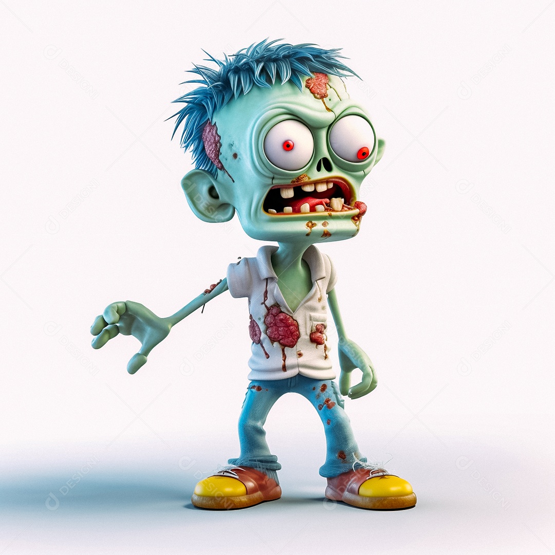 Zumbi 3d bonito dos desenhos animados