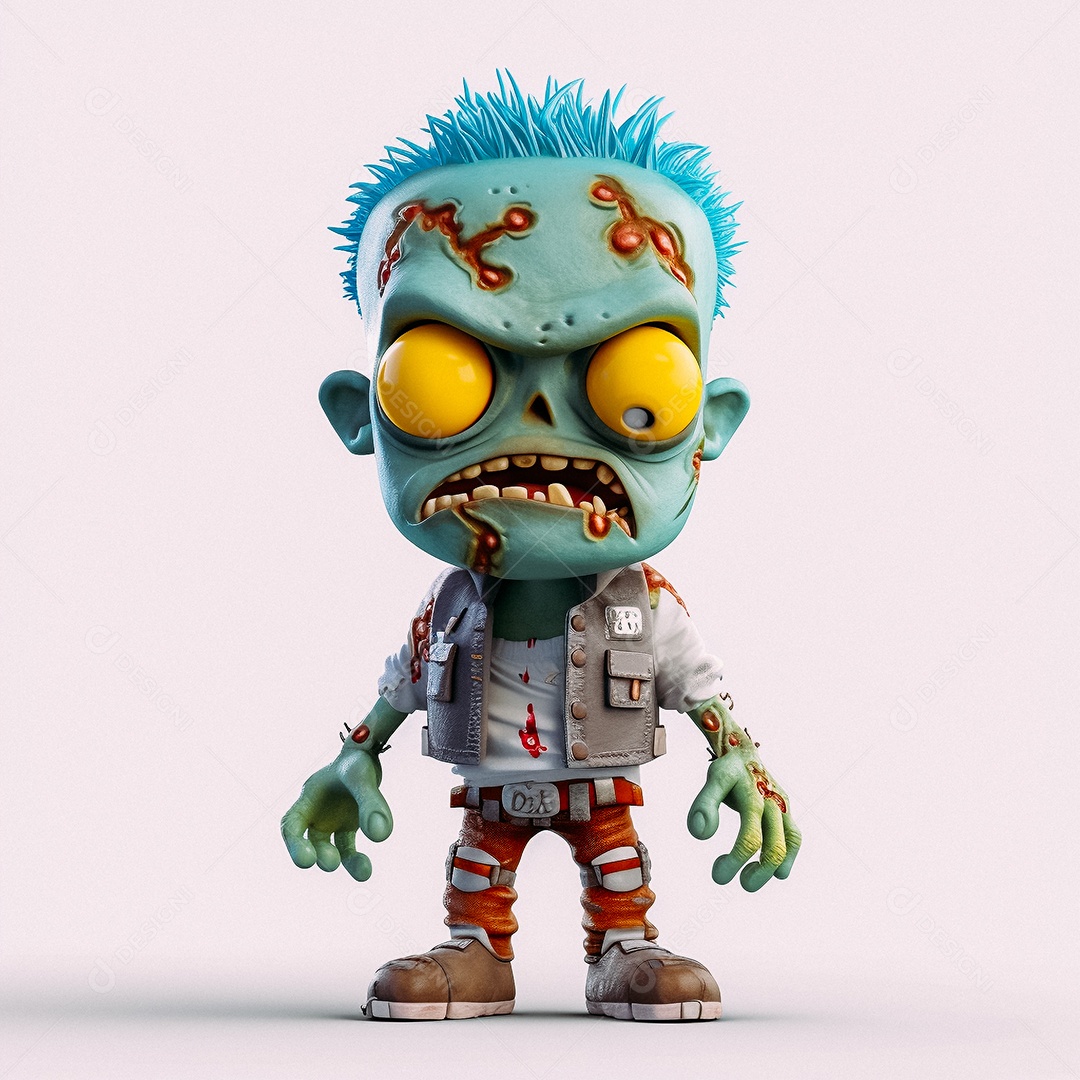 Zumbi 3d bonito dos desenhos animados
