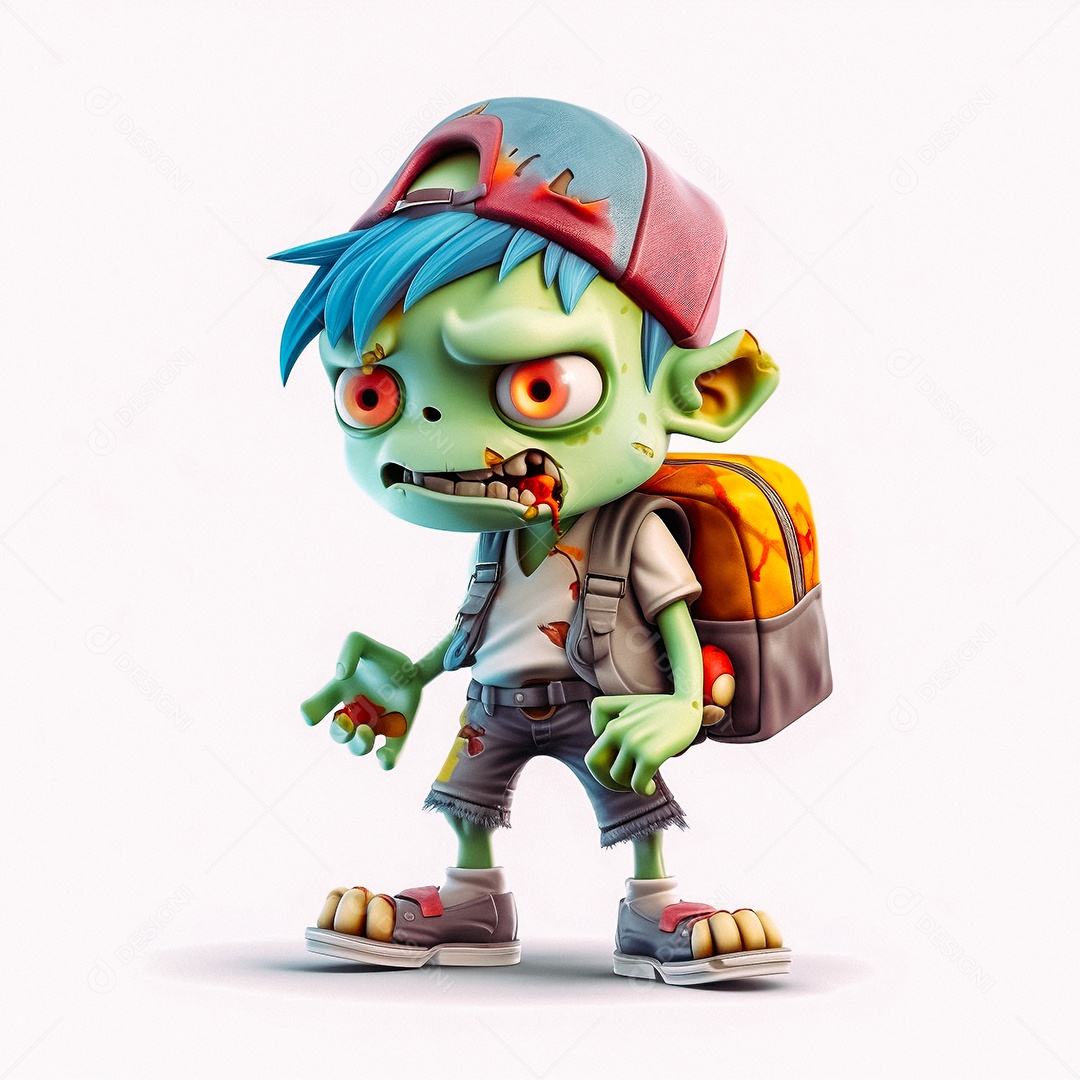 Zumbi 3d bonito dos desenhos animados