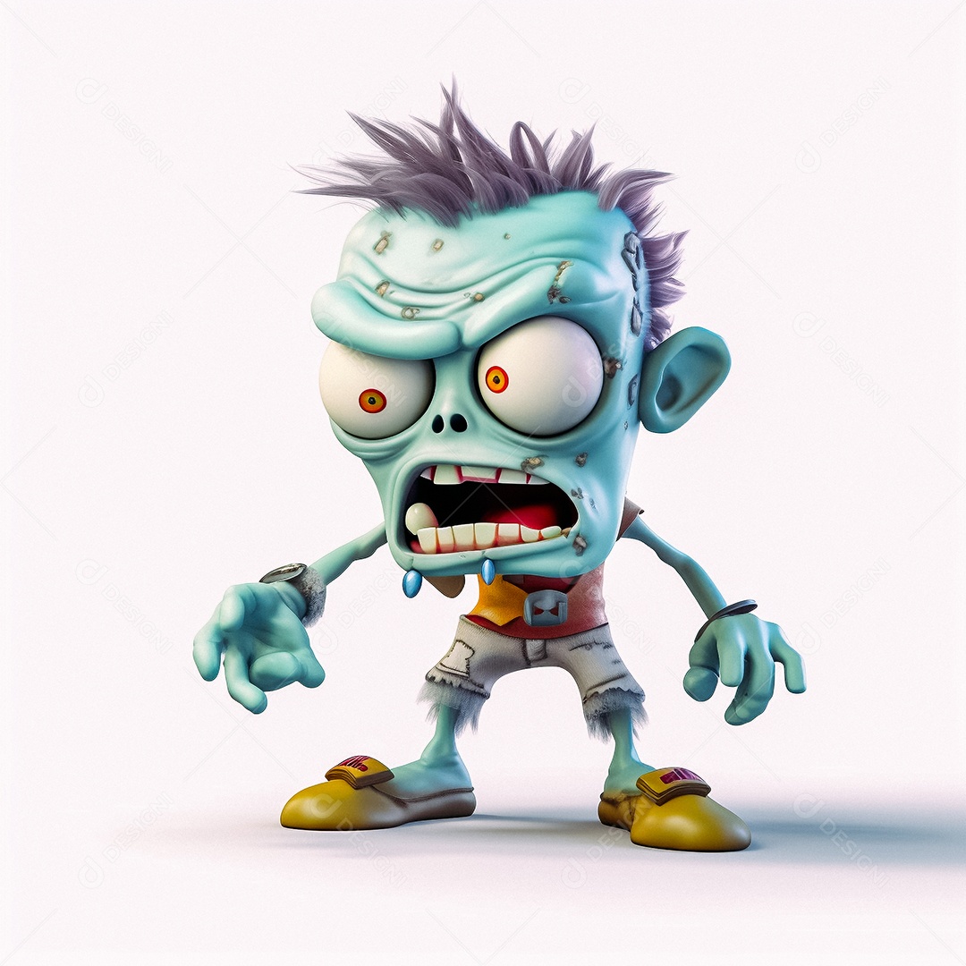 Zumbi 3d bonito dos desenhos animados