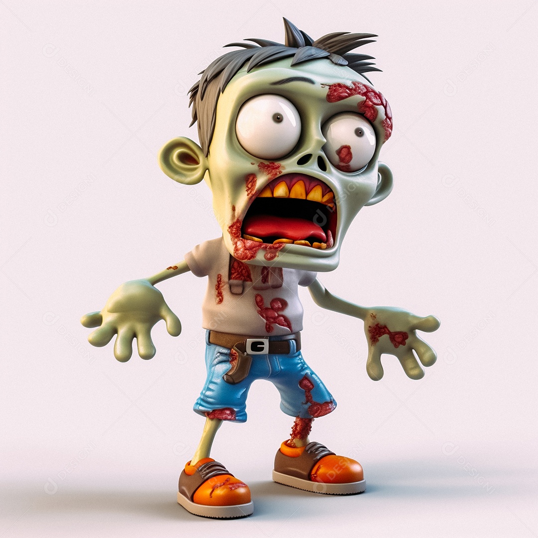 Zumbi 3d bonito dos desenhos animados