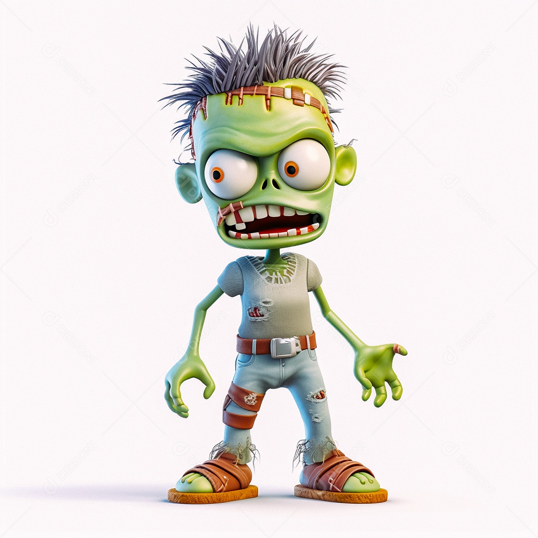Zumbi 3d bonito dos desenhos animados