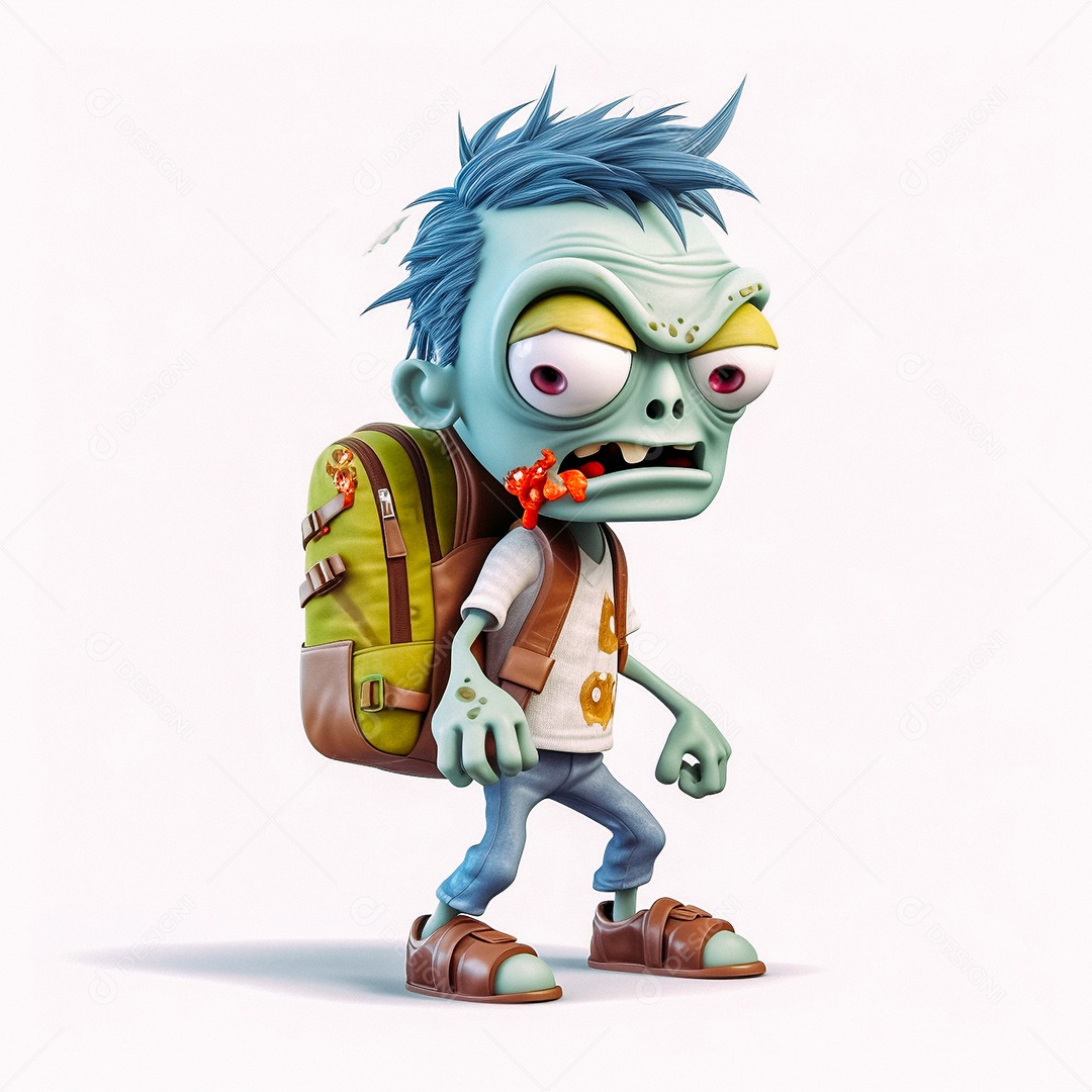 Zumbi 3d bonito dos desenhos animados