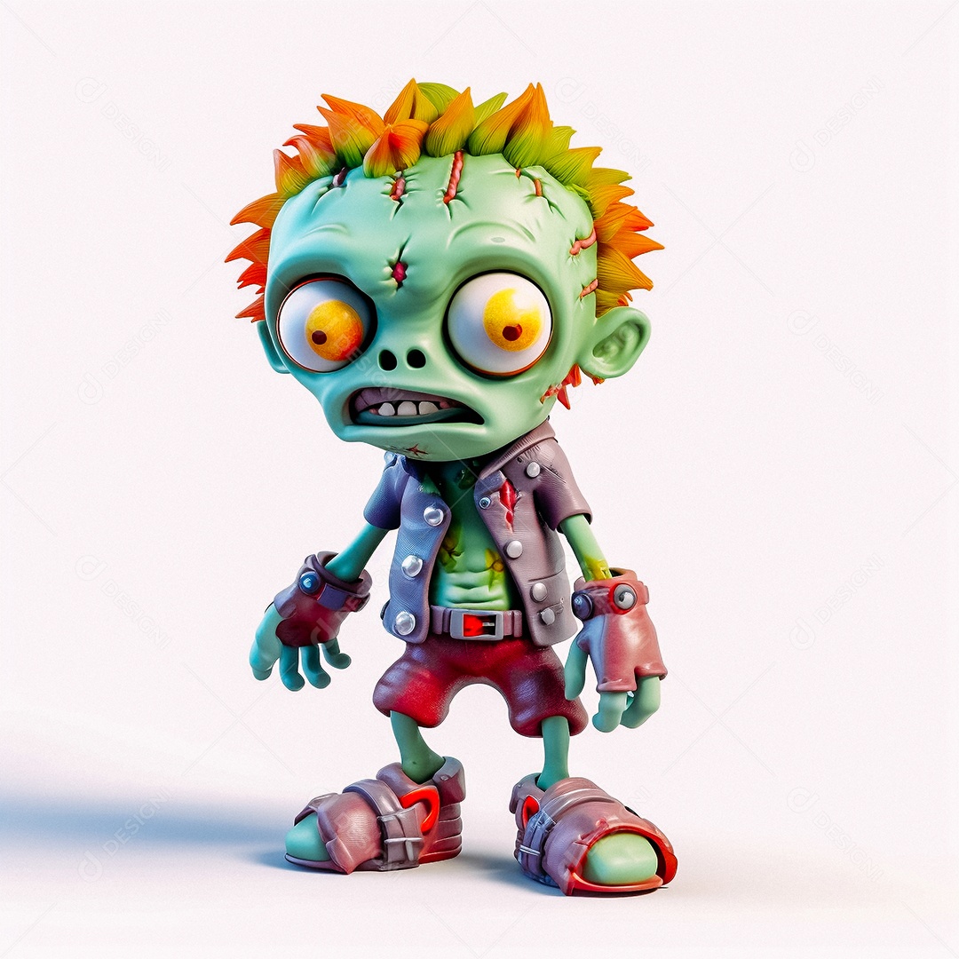 Zumbi 3d bonito dos desenhos animados