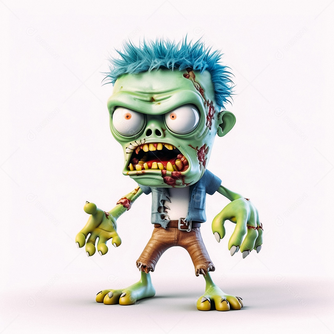 Zumbi 3d bonito dos desenhos animados