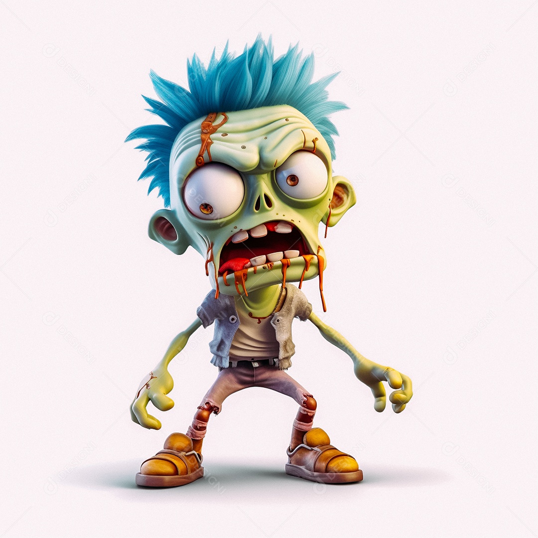 Zumbi 3d bonito dos desenhos animados
