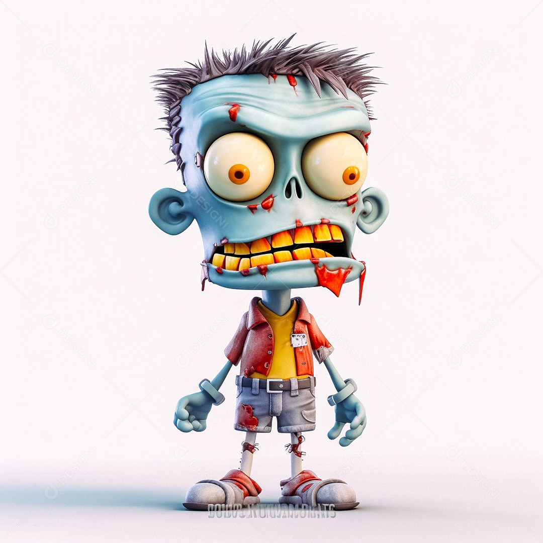 Zumbi 3d bonito dos desenhos animados