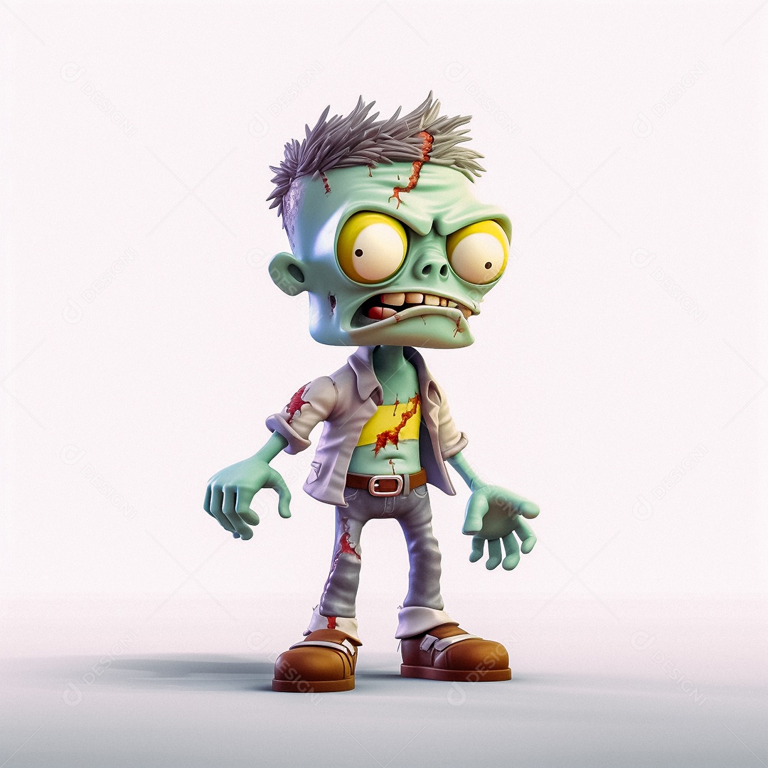 Zumbi 3d bonito dos desenhos animados