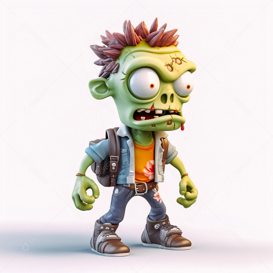 Zumbi 3d bonito dos desenhos animados