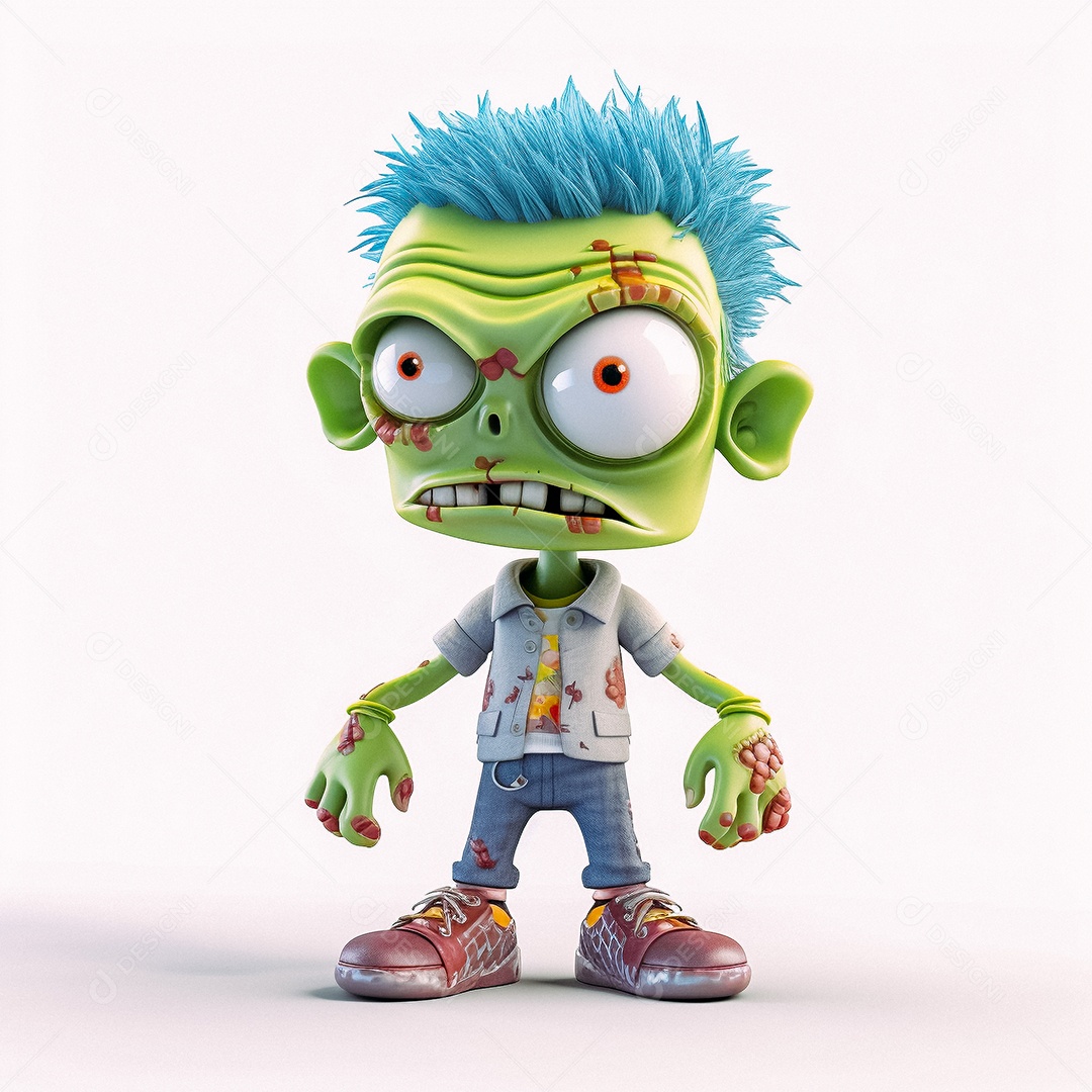 Zumbi 3d bonito dos desenhos animados