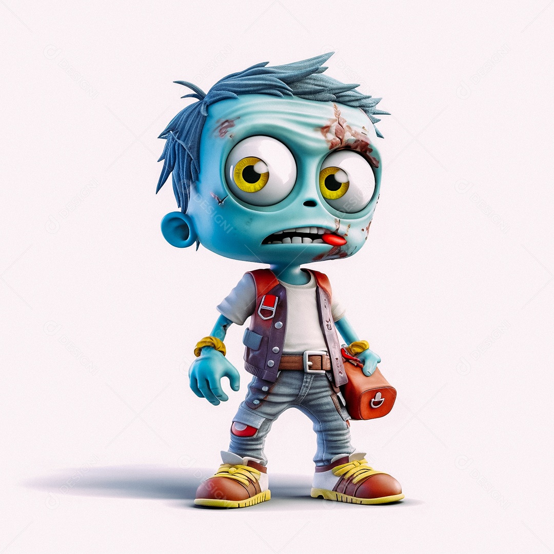 Zumbi 3d bonito dos desenhos animados