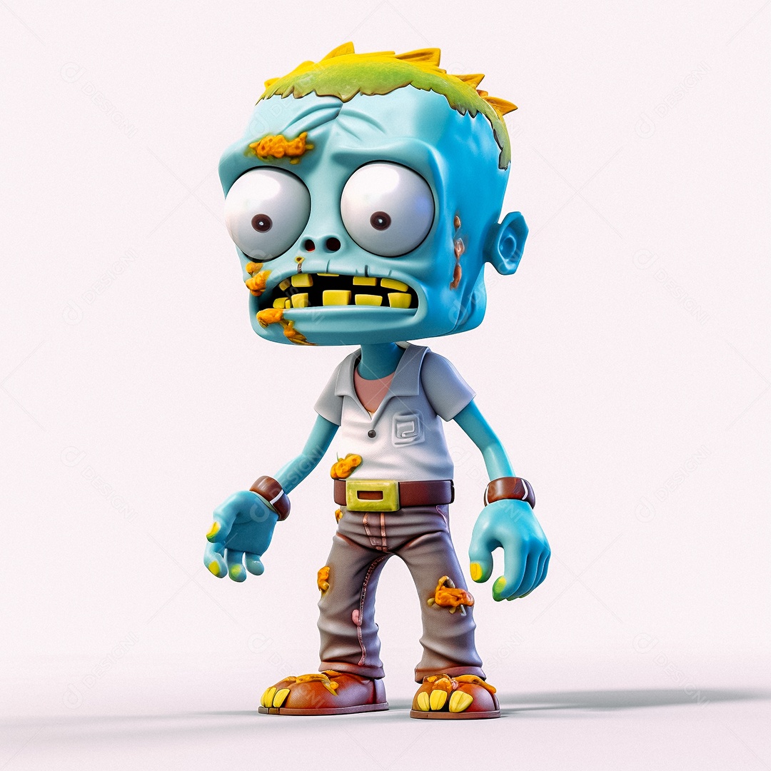 Zumbi 3d bonito dos desenhos animados
