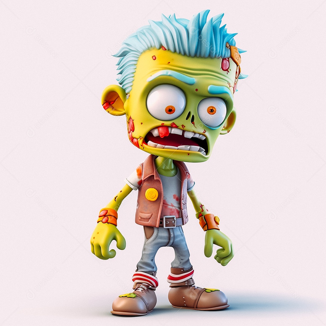 Zumbi 3d bonito dos desenhos animados