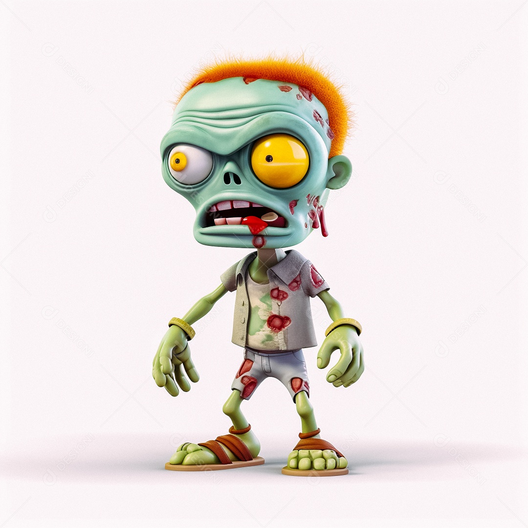 Zumbi 3d bonito dos desenhos animados