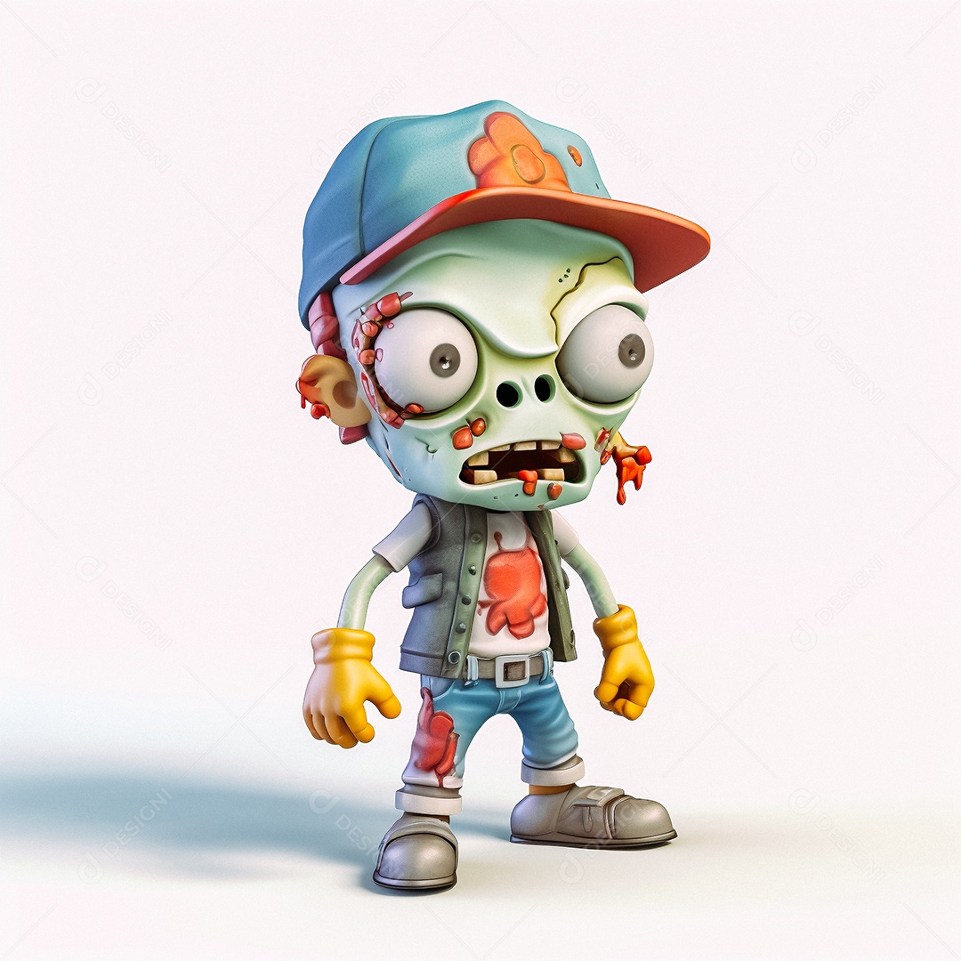 Zumbi 3d bonito dos desenhos animados