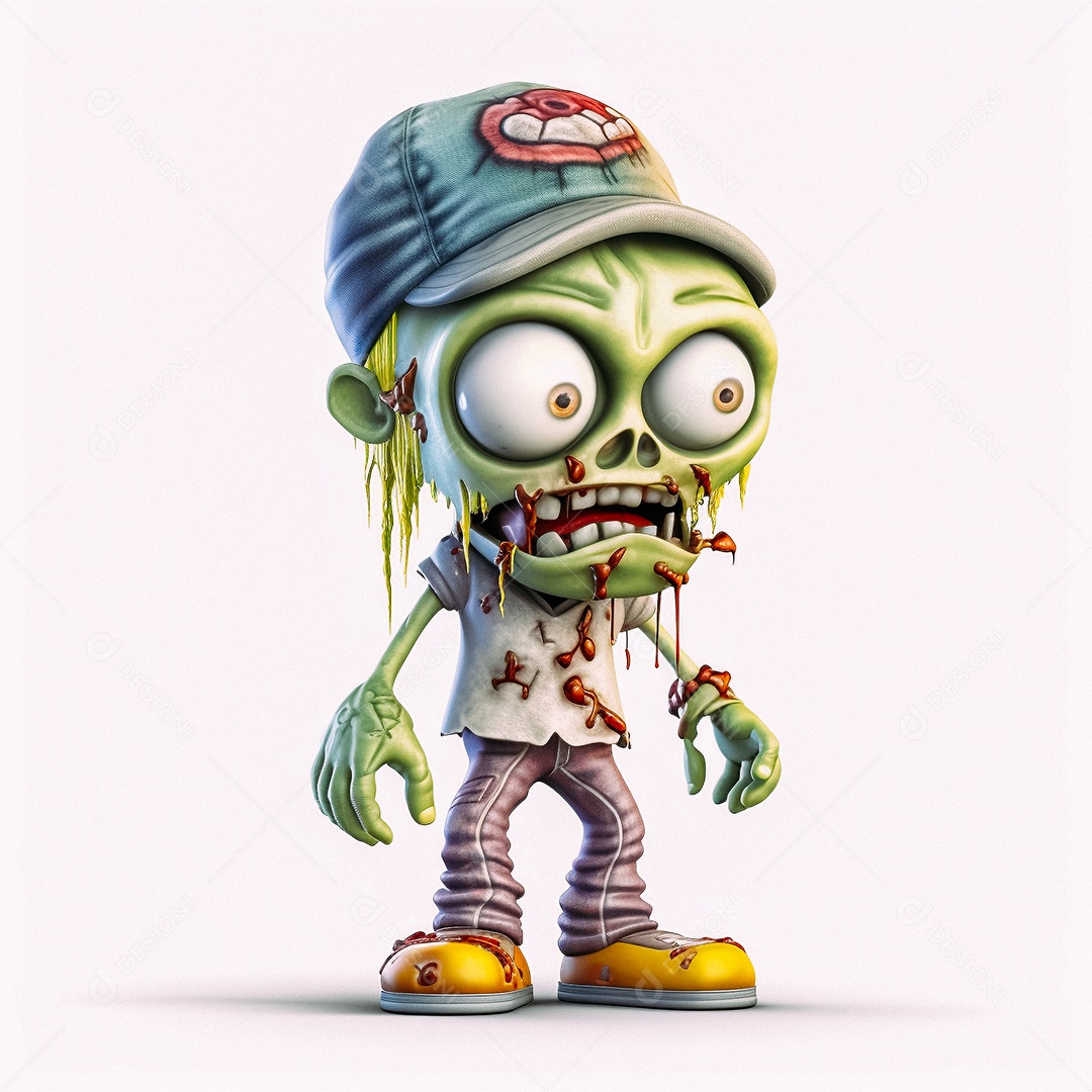 Zumbi 3d bonito dos desenhos animados