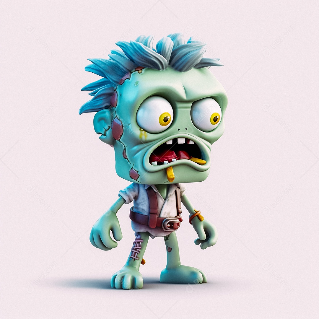 Zumbi 3d bonito dos desenhos animados