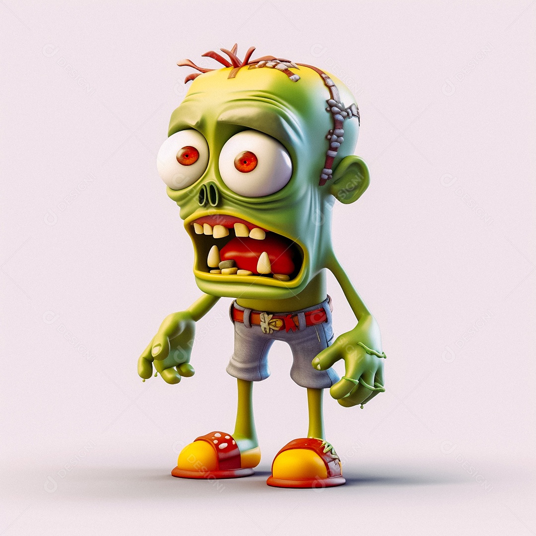Zumbi 3d bonito dos desenhos animados