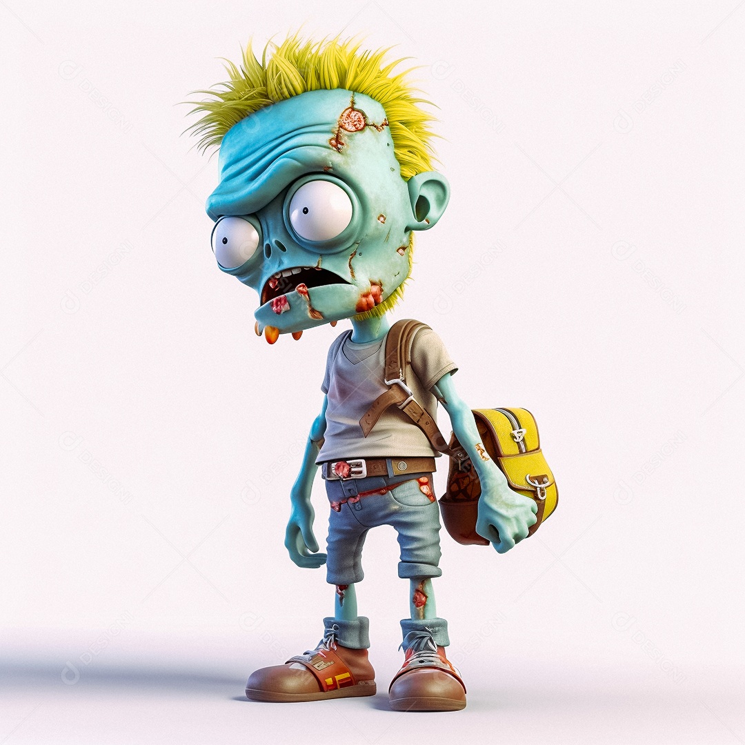 Zumbi 3d bonito dos desenhos animados