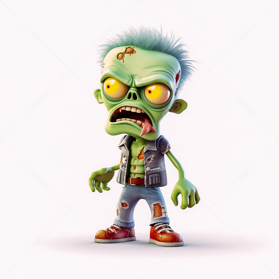 Zumbi 3d bonito dos desenhos animados