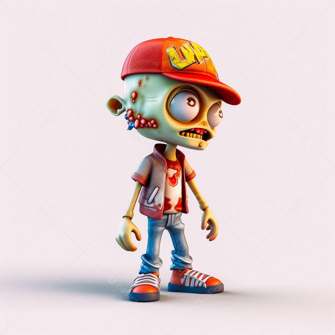 Zumbi 3d bonito dos desenhos animados
