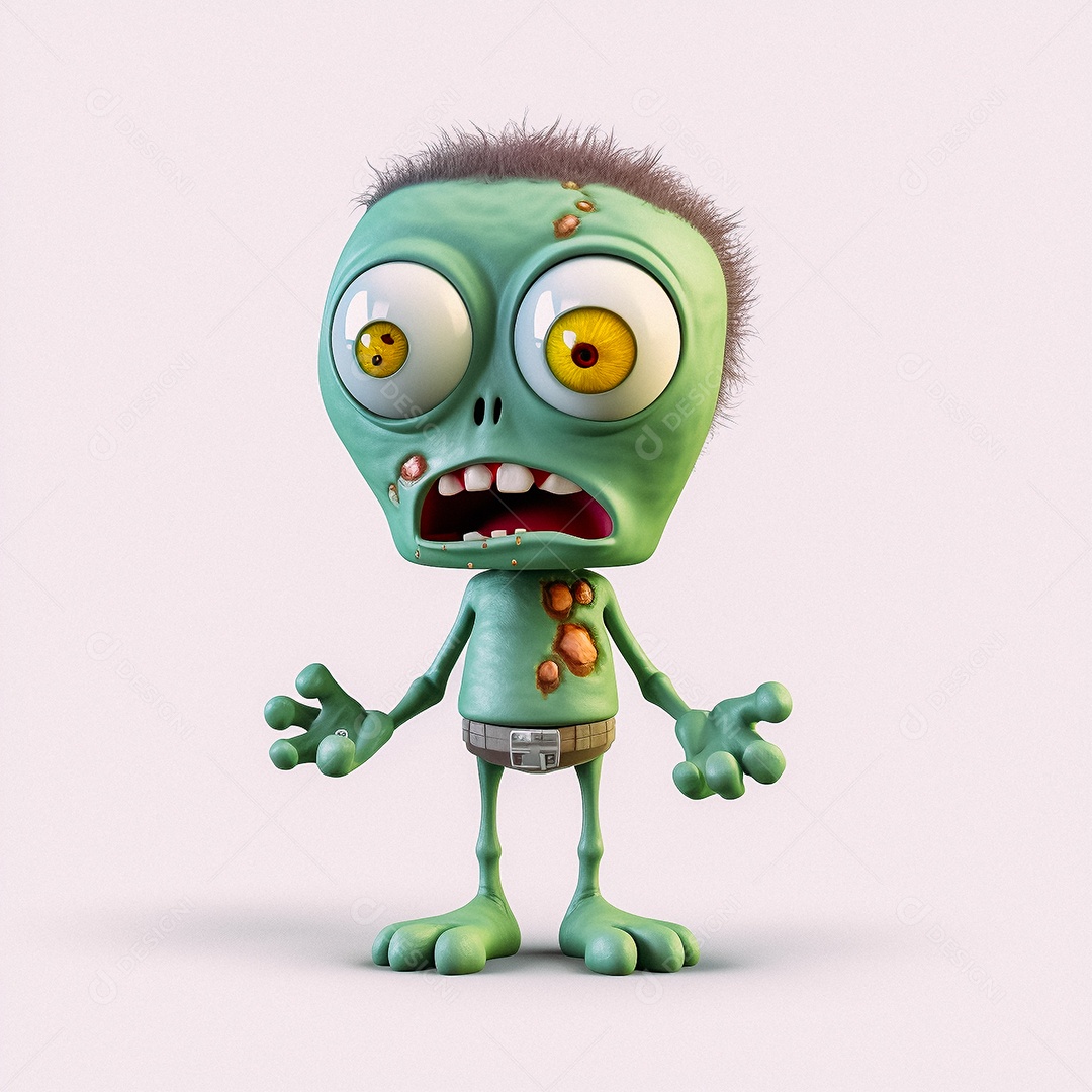 Zumbi 3d bonito dos desenhos animados