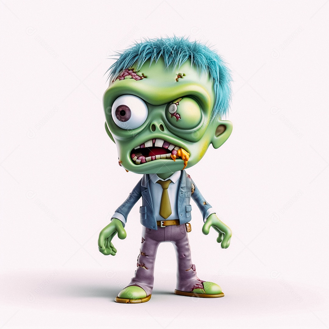 Zumbi 3d bonito dos desenhos animados