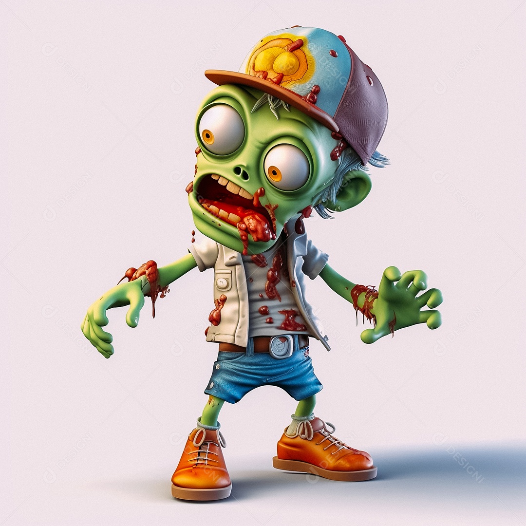 Zumbi 3d bonito dos desenhos animados