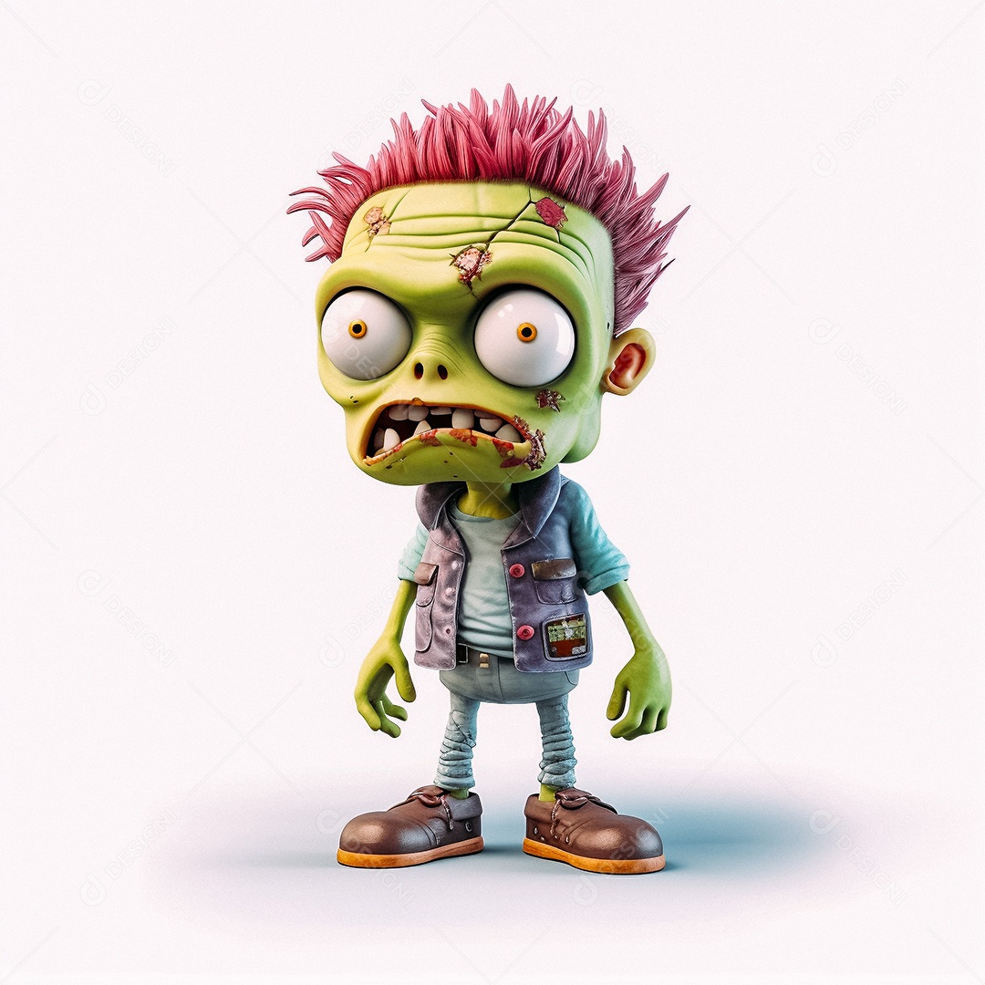 Zumbi 3d bonito dos desenhos animados