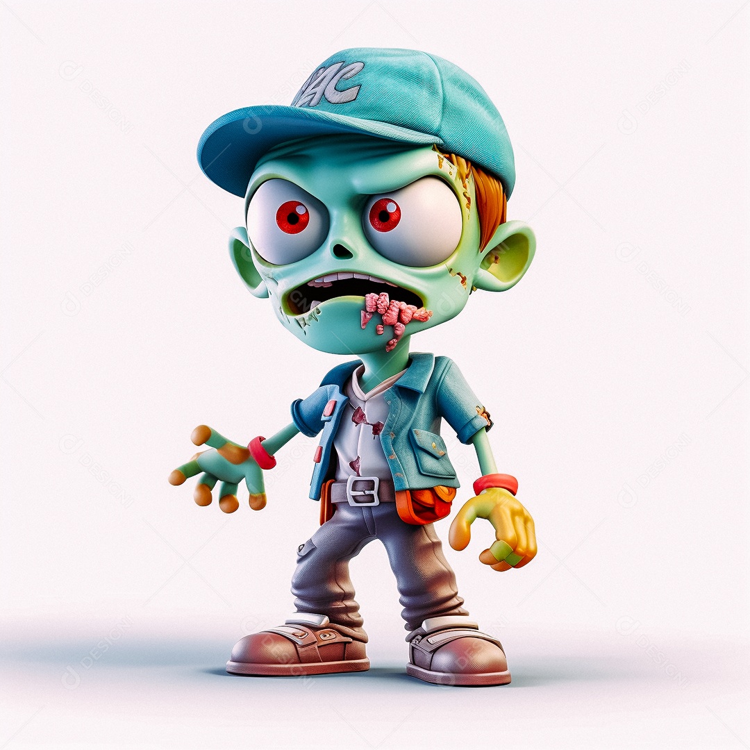 Zumbi 3d bonito dos desenhos animados