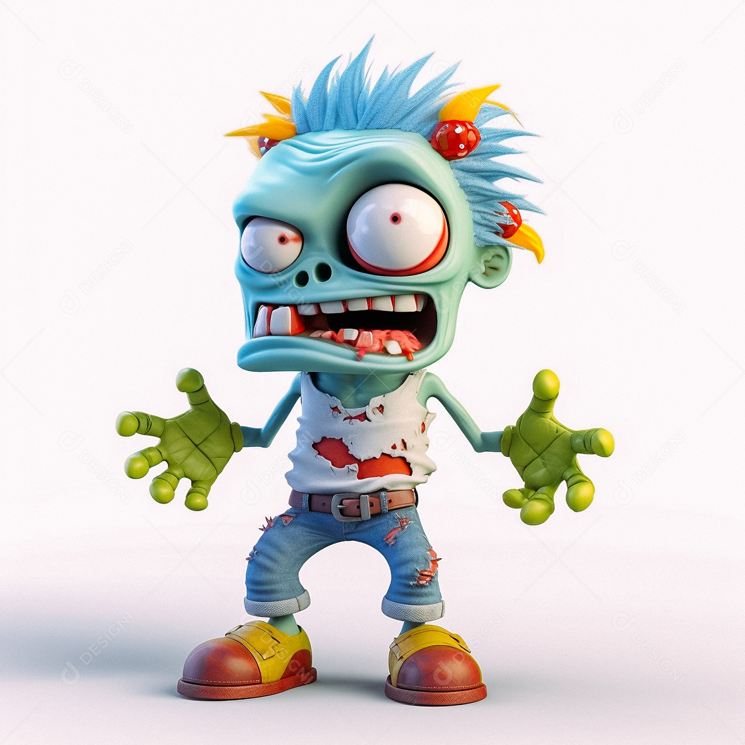 Zumbi 3d bonito dos desenhos animados