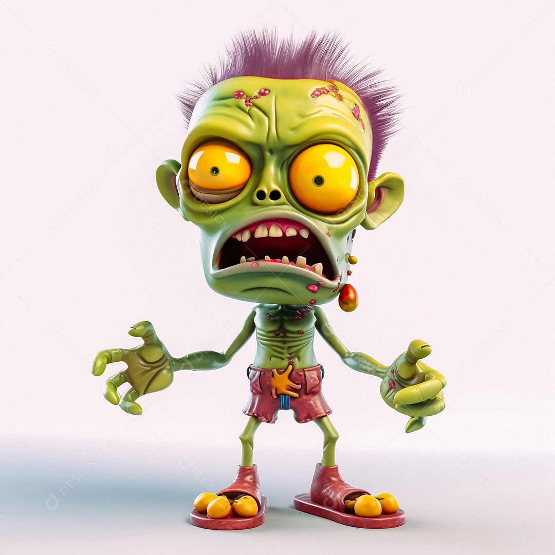 Zumbi 3d bonito dos desenhos animados