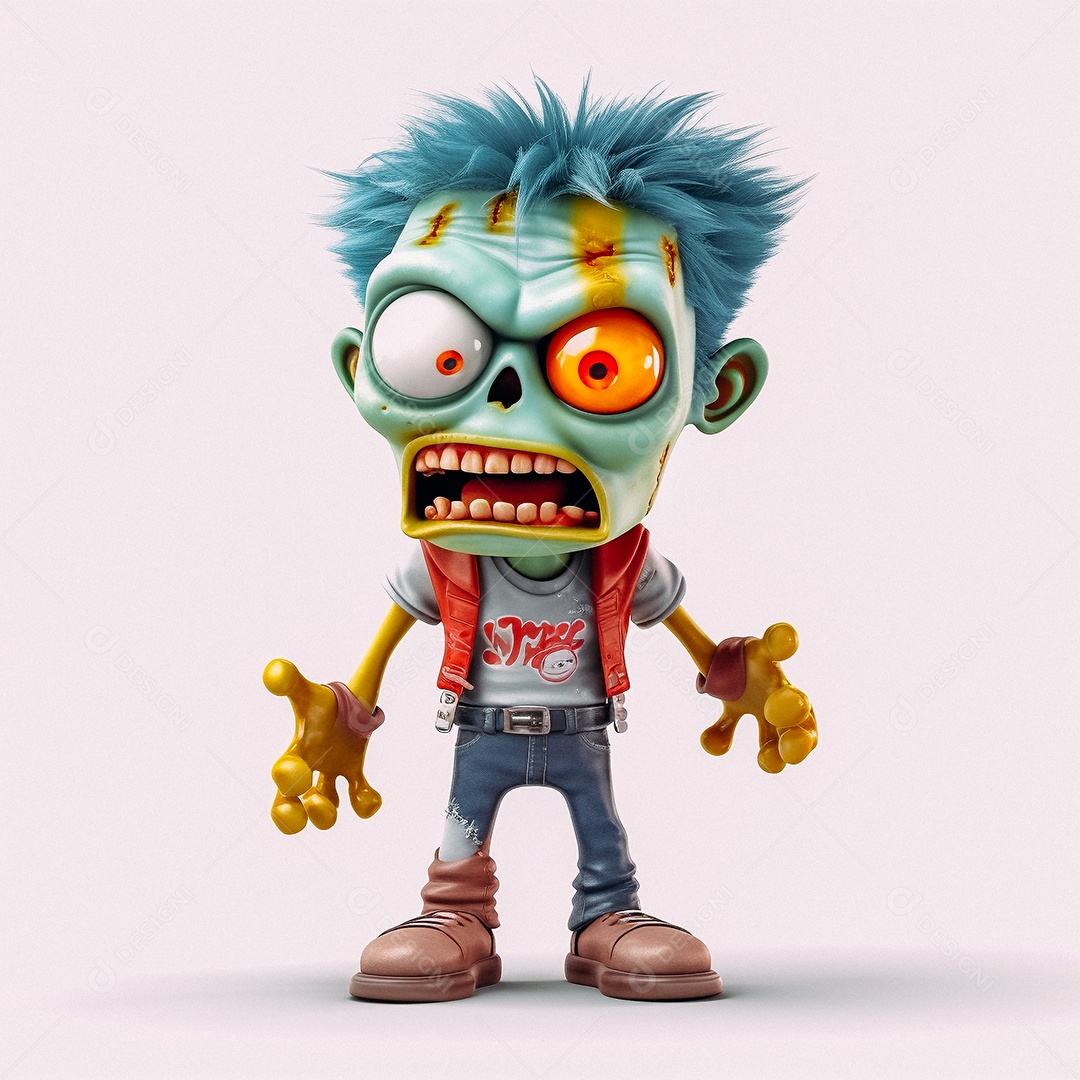 Zumbi 3d bonito dos desenhos animados