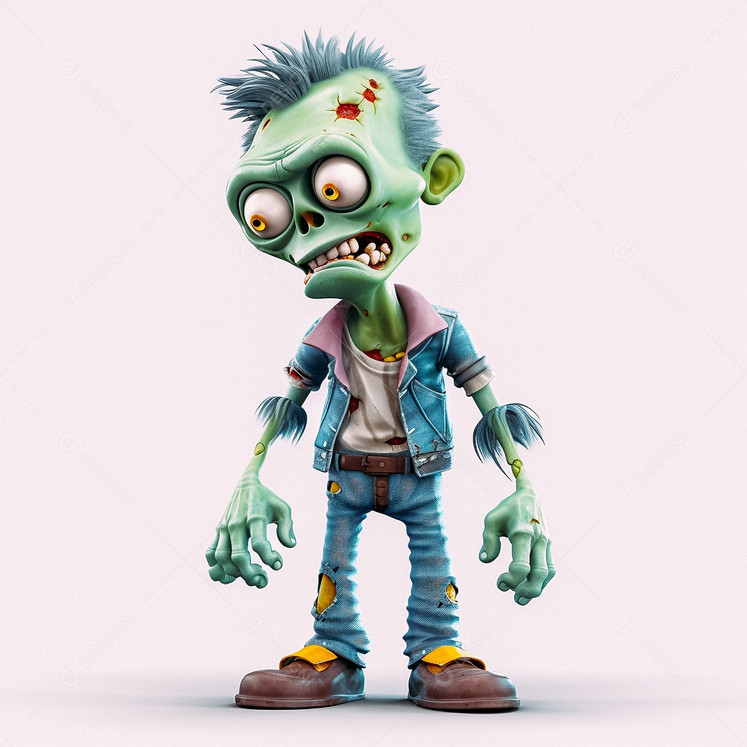 Zumbi 3d bonito dos desenhos animados