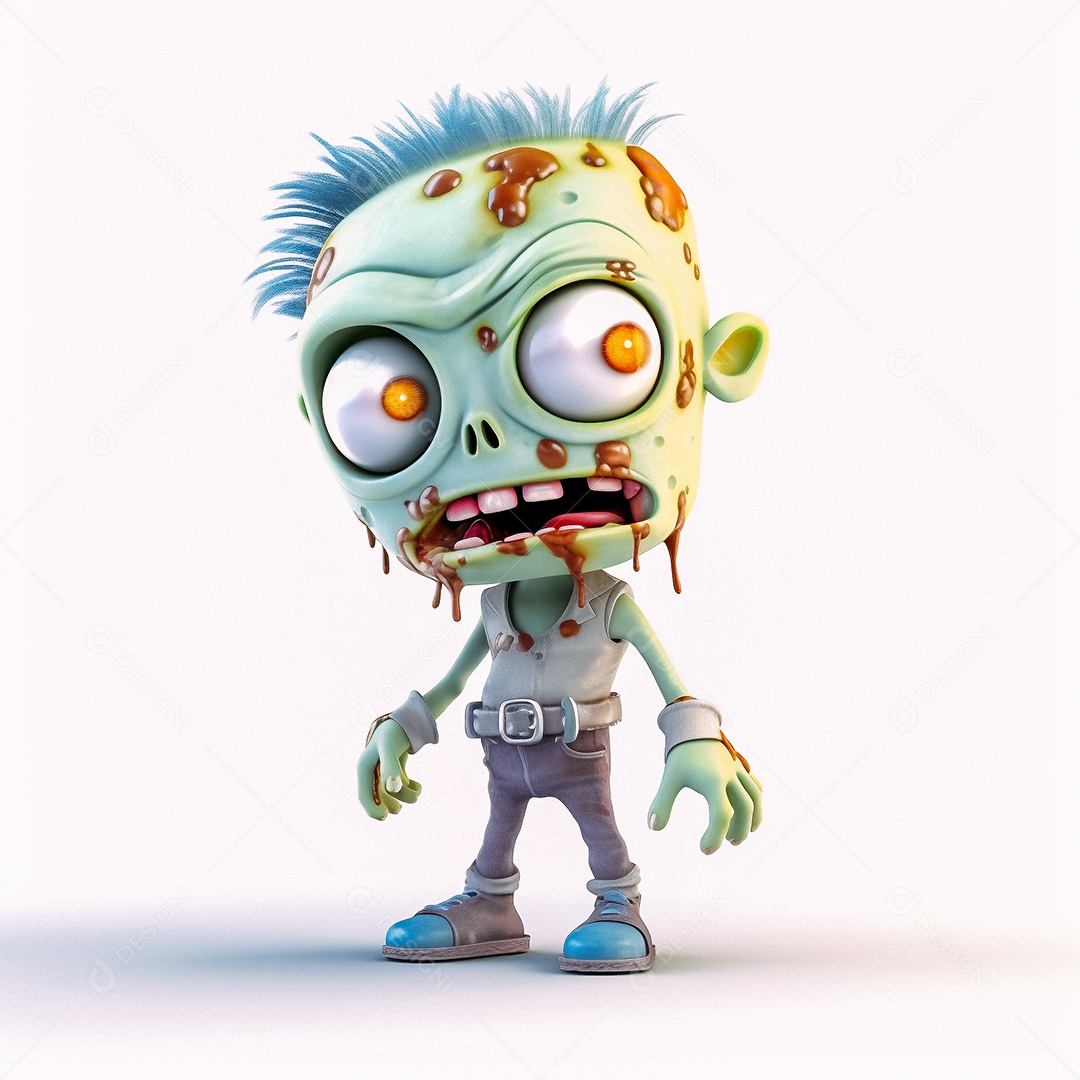 Zumbi 3d bonito dos desenhos animados
